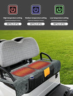 Golf Cart Seat Cover with 12V Car Plug, 50" × 31", Non-Slip Winter Golf Cart Seat Towel Blanket with 2 Front Pockets, Fits for EZGO, Yamaha, Club Car and More 2 Person Seats Golf Carts