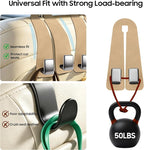 Car Headrest Hooks, Premium Suede with Metal Car Seat Back Storage Hooks for Handbag Coats Umbrella Backpack - 4 Pack, Beige