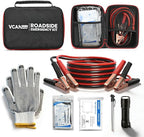 Car Emergency Safety Kit Bag with Jumper Cables, Tire Pressure Gauge, Auto Vehicle Safety Road Side Assistance Kits Essentials,for Women, Men, Teen (Red)