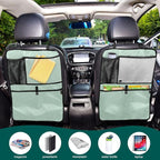 Leave Green Car Seat Organizer for Kids Backseat Kick Mat with Adjustable Strap Backseat Protector for Vehicle Car SUV 2 Pcs