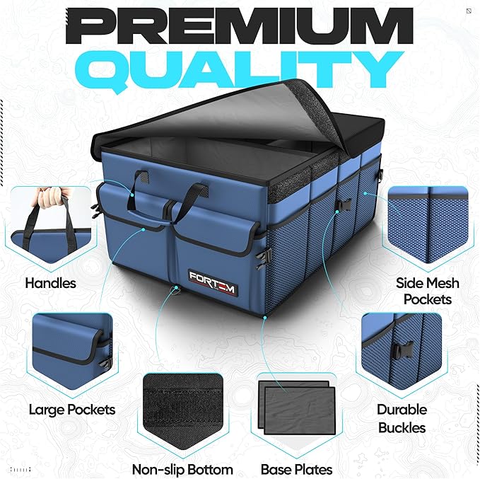 Trunk Organizer For SUV Car Trunk Organizer, Foldable Storage, Car Accessories for Women Men, Collapsible Bag, 600D Oxford, Non Slip Bottom, Straps, Soft Cover (65L)