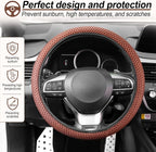 Elastic Stretch Steering Wheel Cover, Breathable Microfiber Ice Silk, Anti-Slip, Easy Carry, Universal Interior Accessories Steering Wheel Cover for Women & Men (Brown-Black)