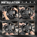 Black Microfiber Leather Auto Car Steering Wheel Cover 15 inch