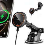 Magnetic Car Phone Mount - Designed Only for MagSafe iPhone 17-12 Series, Orange/Black Data Cable (Random)