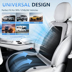 Upgraded Cooling Car Seat Cover Front Seat with Blowing&Suction, 12V-24V Ventilated Car Seat Cushion with 8 Turbo Fans, 3-Speed Adjustable Universal Fit Breathable Car Cushion for Summer Driving-Gray
