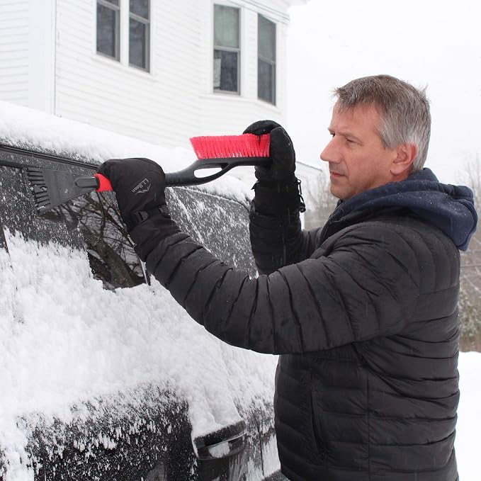 Long Handle Ice Scraper and Snow Brush Combo for Vehicles, Windshield Broom with Foam Grip, Lightweight Winter Tool for Cars and Trucks, Car Snow Brush