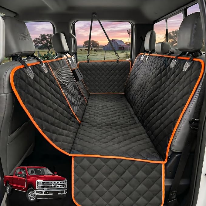XXL Dog Seat Cover for Trucks with Mesh Window Waterproof Dog Truck Hammock Durable Back Seat Protector for Full Size Pickup Trucks Machine Washable X-Large Truck Pet Seat Cover for Ram 1500