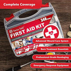2-in-1 First Aid Kit for Car, Travel, Home, & Business – Includes Bonus Mini Kit for Medical Emergencies, Camping & Outdoor Survival – 348 Pieces, Large Hardcase, Pack of 2