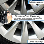 Wheel Brush Kit, Soft Drill Wheel Cleaner Brush, No Scratches Highly Dense Car Cleaning Brush Set for Wheels, Rims, Engines, Exhaust(White/Black,2Pcs)