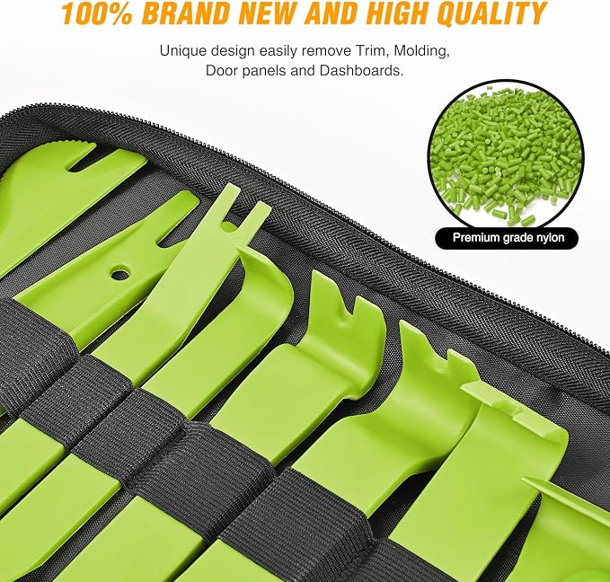 330Pcs Trim Removal Tool, Auto Push Pin Bumper Retainer Clip Set Fastener Terminal Remover Tool Adhesive Cable Clips Kit Car Panel Radio Removal Auto Clip Pliers, Green