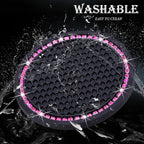 4PCS Bling Cup Holder Coaster, 2.75 Inch Auto Car Cup Holder Insert Coasters, Soft Silicone Anti-Slip Shockproof, Universal Vehicle Interior Accessories for Women Girls (Black & Pink)