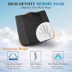 Car Seat Cushion, Comfort Memory Foam Car Cushions for Driving - Sciatica & Lower Back Pain Relief, Driver Seat Pillow for Auto, Office Chair, Wheelchair - Black