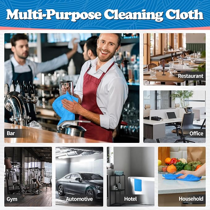 Shop Towels, Microfiber Cleaning Cloth Bulk, 200 Pack Microfiber Towels for Cars, All-Purpose Absorbent Cleaning Rags, Dust Cloth for Automotive, Mechanic, Garage, Bar, 11.5 x 11.5 inch