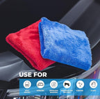 Eagle Edgeless 500 (4-Pack) Professional Korean 70/30 Blend Super Plush Microfiber Detailing Towels, 500GSM, 16in x 16in, Blue