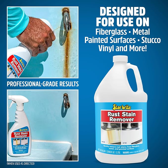 Rust Stain Remover - Easily Clean Corrosion Stains Off Fiberglass, Vinyl, Metal & Painted Surfaces, 128 oz - 1 Gallon