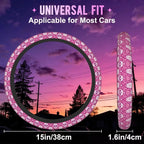 Day of the Dead Sugar Skull Steering Wheel Cover for Women Men Neoprene Breathable Pink Floral Wheel Cover Protector Anti-Slip Car Accessories Universal 15 Inch Fit for Cars Trucks Vehicles