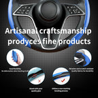 2Pc Carbon Fiber Steering Wheel Cover Universal Fit 99% Cars | Non-slip soft grip, easy to wipe clean, quick to install, perfect for daily commutes and road trips, Blue
