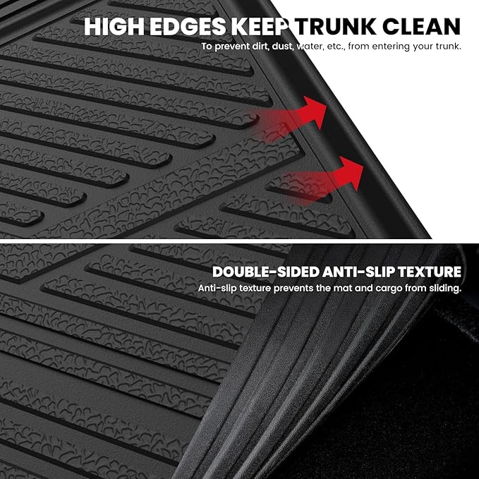 Trunk Mat with Backrest Mat for Chevrolet Chevy Traverse 2024-2026 & GMC Acadia 2024-2026 & Buick Enclave 2025-2026, All Weather TPE Custom Fit Cargo Mat Trunk Liner with Backrest Mat, Black