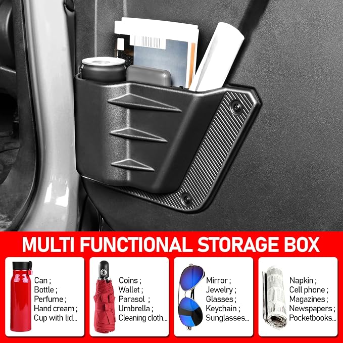 2PCS Rear Door Storage Pockets Compatible for Ford Bronco Accessories 2025,Side Organizer Box Fit Bronco 4-Door 2021 2022 2023 2024,Interior Storage Expansion Organizer Accessory,2PCS Black