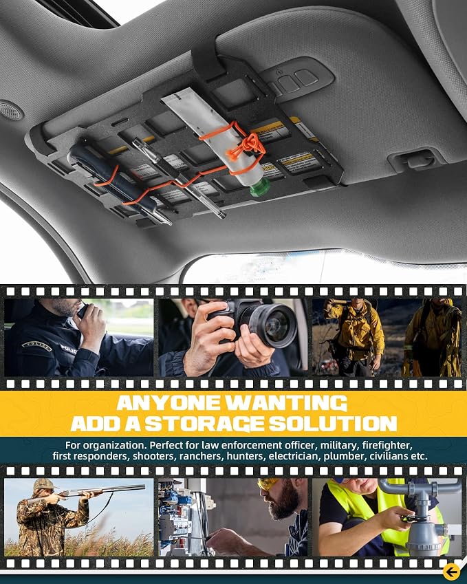 7"x13" Universal Sun Visor Organizer Rigid MOLLE Panel for Vehicle Car SUV Trucks Tactical Gears Interior Accessories