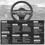 Car Steering Wheel Cover Large Size for F150 F250 F350 Ram 4Runner Tacoma Tundra Range Rover with 15 1/2 inches-16 inches Outer Diameter, Black and Gray Microfiber Leather