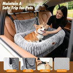 Dog Car Seat, Dog Booster Car Seats with Memory Foam, Thickened Cushion & Washable Removable Cover, Pet Travel Carseat Bed with Safety Leashes for Medium/Large Dogs or 2 Small Dogs, Gray
