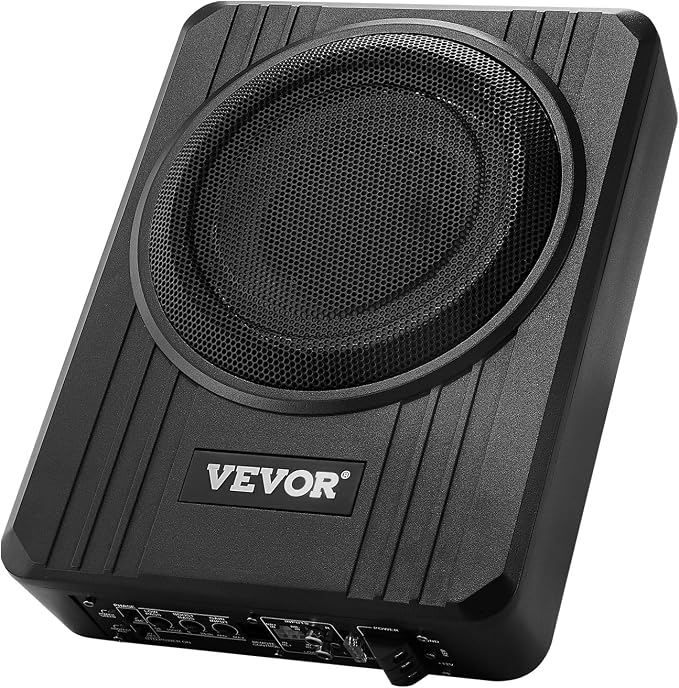 8" 400W Underseat Car Subwoofer, Slim Powered Car Subwoofers Under The Seat, Low Profile Audio Sub Built-in Amplifier, High/Low Level Input & Volume Controller for SUVs, Car, Truck, RV