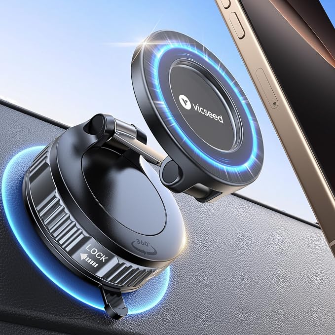 2026 Upgraded Car Phone Holder for Magsafe Car Mount [85 LBS Strongest Suction] Vacuum Magnetic Phone Holders for Your Car 360° Adjustable Car Phone Mount for iPhone 17 Pro Max 16 15 14 13 12