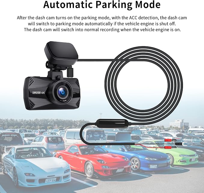Dash Cam Hardwire Kit, 16.4ft/5M Type C USB Hardwire Kit 12V-24V to 5V with Low Voltage Protection Car Dash Camera Charger Power Cord, Enables Parking Mode, Supply All USB Type-C Dash Camera