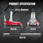 Floor Jack 3 Ton,Full Aluminum Ultra Lightweight Low Profile Car Jack with Dual Piston Quick Lift Pump,Hydraulic Racing Floor Jack for Vehicle,6,000 lb Capacity,Red
