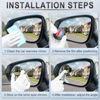 2PCS Round Blind Spot Mirror, HD Glass and ABS Housing Convex Wide Angle Rearview Mirror with Adjustable Stick for Universal Car, Black