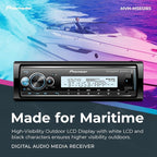 MVH-MS512BS Marine Digital Media Receiver – Bluetooth, SiriusXM, USB, FLAC, Conformal Coating, Color Change, White Display for Outdoor, AM/FM Radio, Hi-Volt RCA, iPhone/Android Compatible