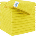 Yellow Microfiber Cleaning Cloth, 12 Pack Premium Microfiber Towels for Cars, Lint Free, Highly Absorbent, Reusable Cleaning Rags for Car, Household, Kitchen, Window, 11.5"X11.5"