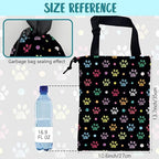 Car Garbage Bag Colorful Paw Prints and Diamond Drawstring Car Trash Bag Hanging for Back Seat with Adjustable Buckle Canvas Vehicle Trash Can Easy-to-Install