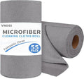 55 Pack Microfiber Cleaning Cloth Roll, Tear Away Reusable Towels, 11" X 9", Ultra Absorbent & Lint Free Cloth for Cars, Kitchen, Window, Home and Shop, Grey