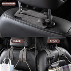 Amelity Car Headrest Hooks, Purse Hook for Vehicle 2 Pack Brown | Universal Car Interior Accessories for Women, Available in 2/4 Pack, Storage Hanger Holds Purses, Backpacks, Grocery Bags