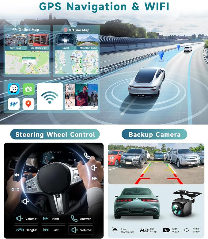 4G+64G 5G WiFi Android Car Radio Stereo for Jeep Wrangler 2007-2018 Dodge RAM Chrysler with Wireless Carplay Android Auto 1080P Cam USB/Type-C, 7" for Jeep Wrangler Radio for Dodge RAM Chrysler Radio