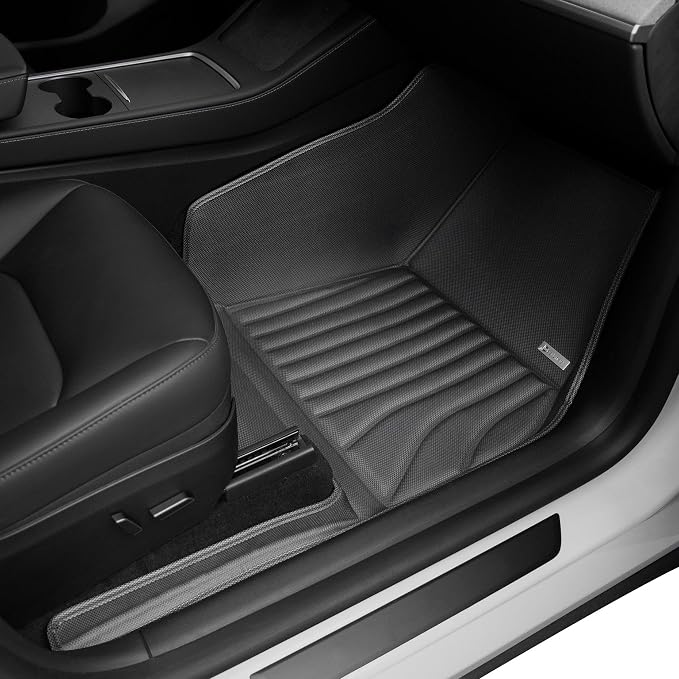 6-Piece Floor Mats & Cargo Liners Compatible with Tesla Model Y 2020-2024 5-Seat, 5D Laser Measured All-Weather Floor Liners with Trunk Frunk Mats & Door Sill Threshold Guards, Black