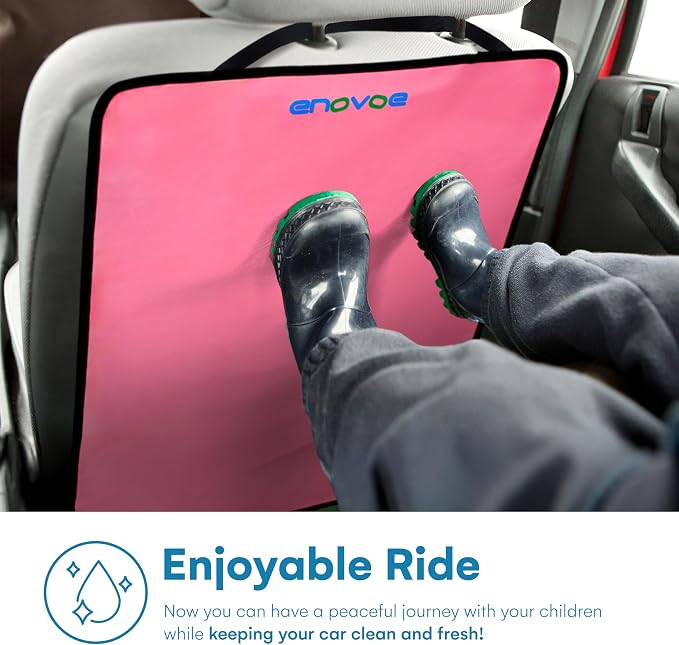 Kick Mats - Set of 2 - Back of Seat Protector for Kids Feet - Car Seat Back Protector - Shields from Dirt and Scuffs - Durable Material - 16.8x32.8inch - Pink - Kick Mats Back Seat Protector