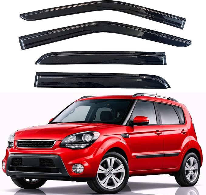 KPY Rain Guards Fit for 2009-2013 Kia Soul, Out-Channel Window Visors Vent Wind Deflectors 4PC, Car Accessories for 09-13 Soul