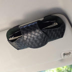 KINIVA Sunglasses Holder for Visor - Leather Glasses Case with Clips for All Car Models (Black)