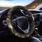 Wolf Camo Hunting Forest Car Steering Wheel Cover 15 Inch, Soft Stretch Anti-Slip Washable Car Accessory Decor Universal Fit for Sedan SUV Truck