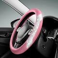 Steering Wheel Cover, Sparkly Crystal Bling Glitter with Pink Leather, Universal Fit 14.5"-15.5" Car Steering Wheels for Girls & Women, Breathable Anti-Slip Steering Wheels Cover