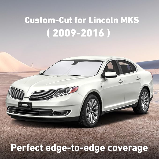 Windshield Sunshade Compatible for Lincoln MKS 2009-2014 2015 2016, Sun Visor for Front Windshield & Window Sun Shade Cover, UV Heat Blocker & Protector, Car Accessories