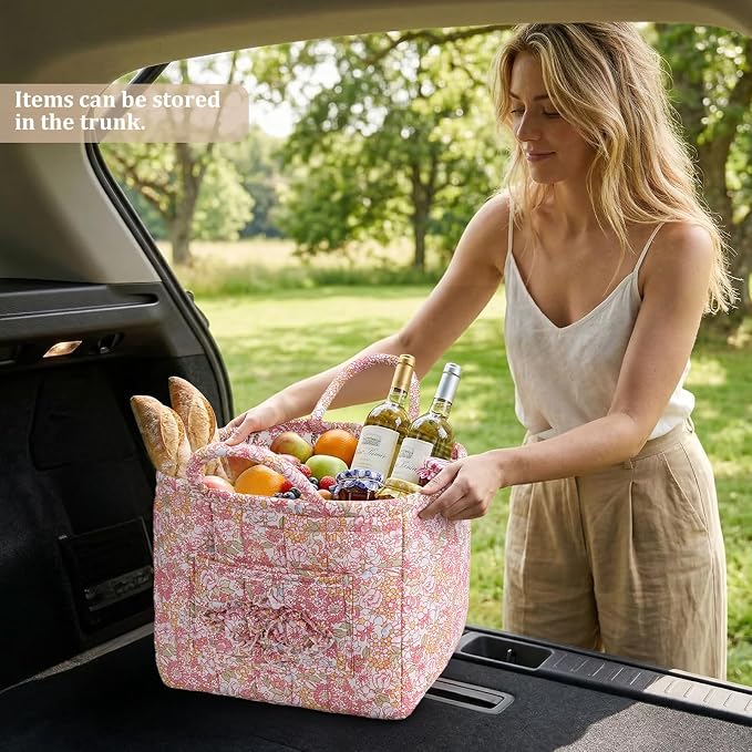 Floral Fabric Storage Basket Car Interior Storage Basket Underwear Sundries Laundry Baskets Supplies Home Organizer Bag (style 8)