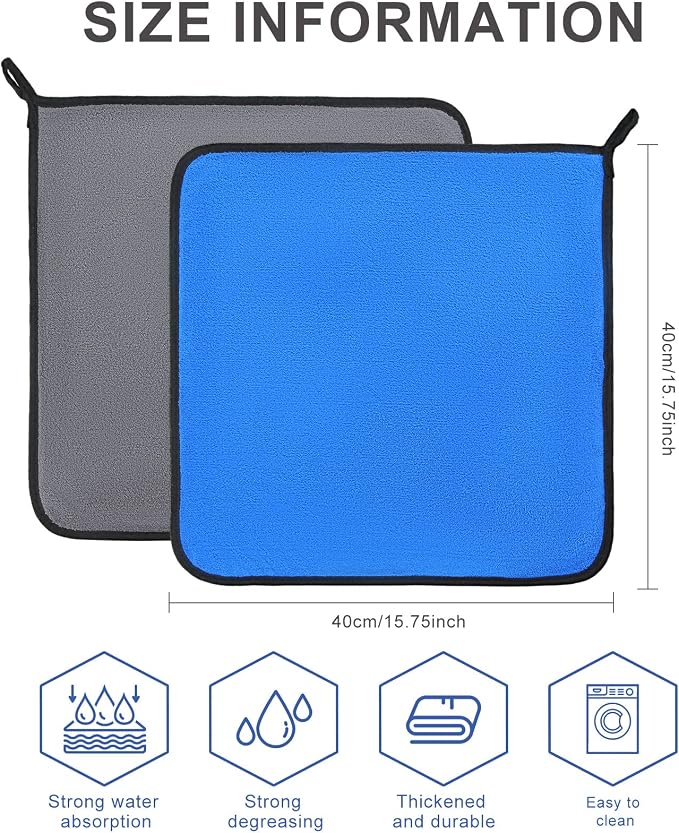 20 Pcs Microfiber Car Drying Towels Microfiber Cleaning Cloth 800 GSM Thick Plush Cleaning Dusting Cloth Auto Detailing Absorbent Towels Rags for Car Household Kitchen Window(Grey and Blue)