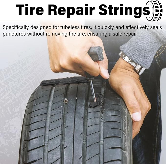 Sixzoo 30 PCS Tire Plugs Heavy Duty, 4" X 0.24" Tire Repair Plugs, Rubber Tires Plug, Tires Repair Strings for Tubeless Puncture Car, RV, SUV, ATV, Motorcycle, Truck,Tractor (Black)