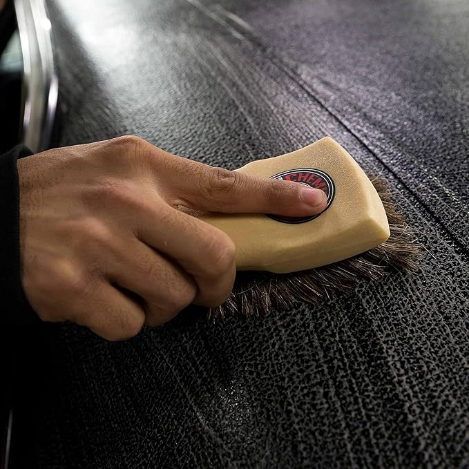 Long Bristle Horse Hair Leather Cleaning Brush - Leather Brush to Gently Clean Car Interiors, Furniture, Sneakers, Boots, and More - Safe for Natural, Synthetic, Faux, and Pleather