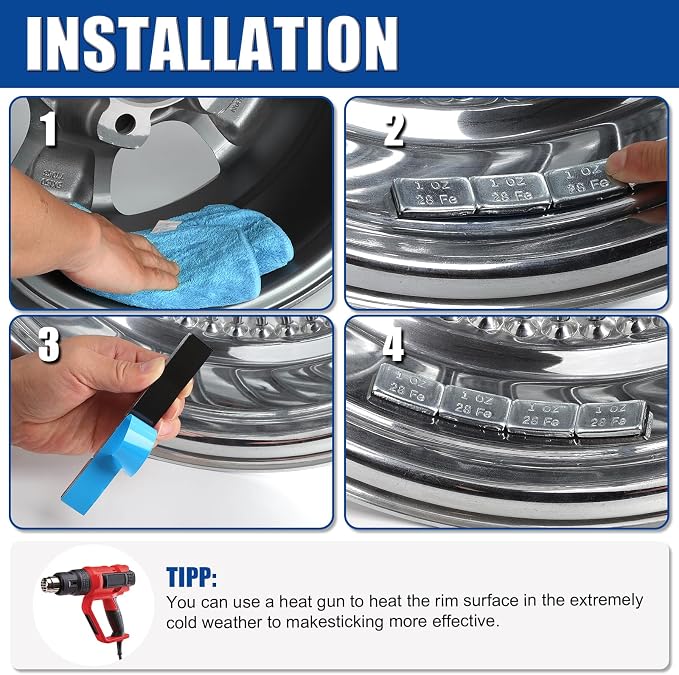 Upgraded Wheel Weights 1oz - 72PCS Adhesive Stick on Wheel Weights, 72 oz/Box, Perfect for Cars/Trucks/SUVs/Motorcycles