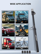 12'' Dual Head Tire Pressure Gauge, Heavy Duty Truck Tire Gauge Range 10-150PSI 1-10Bar for Tire Pressure Checker, Straight-On Tire Air Gauge Extended Tube for Semi Truck, RV, Car, Motorcycle
